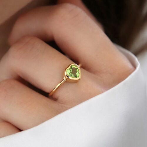 Bague cœur de péridot