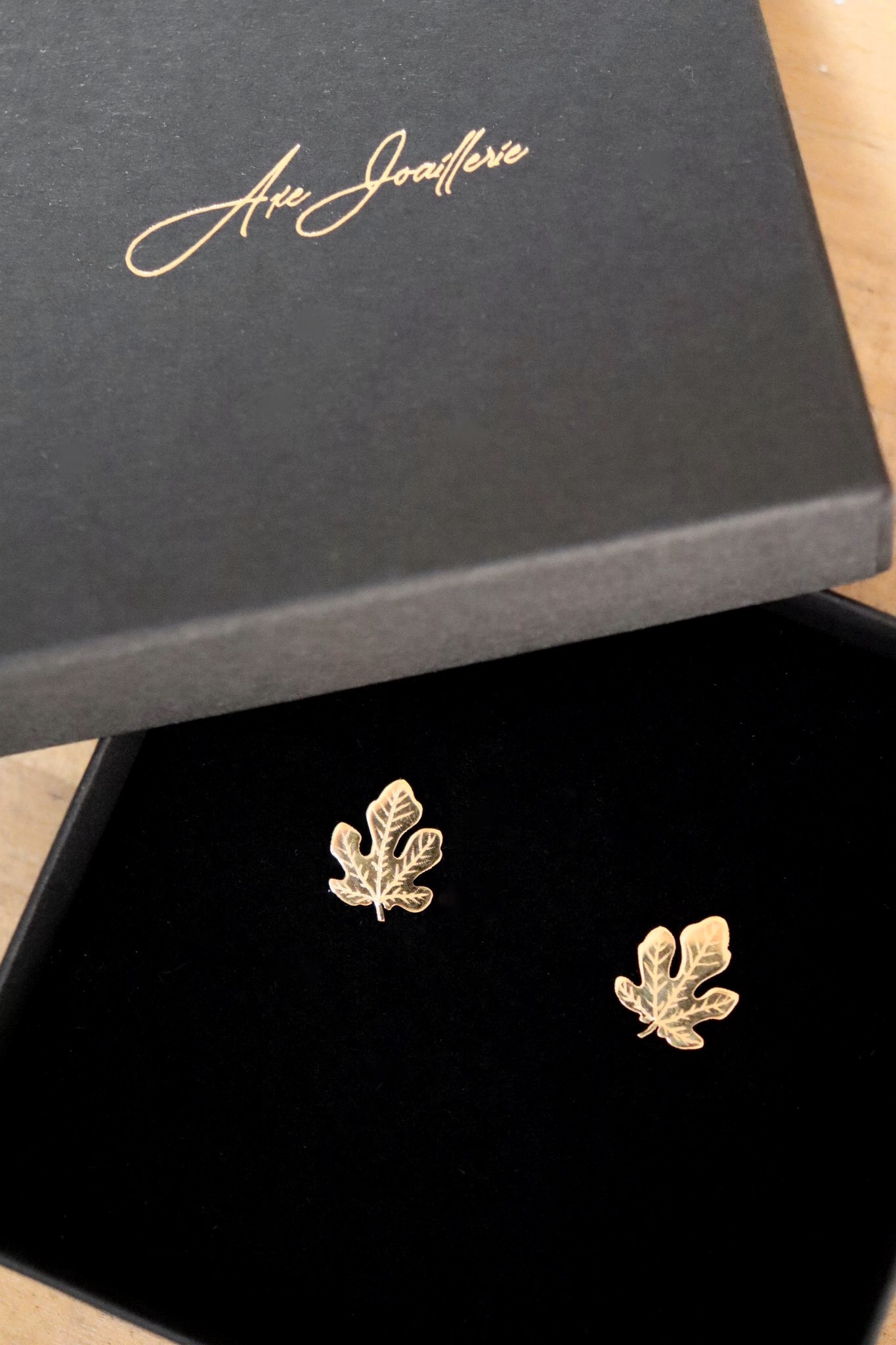 Boucles d’oreilles feuilles de figuier – Image 3