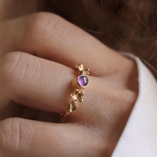 Bague marguerites et améthyste