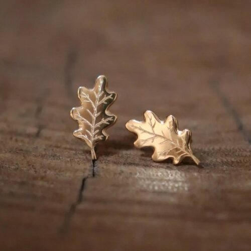 Boucles d'oreilles feuilles de chêne plaqué or ou argent 925