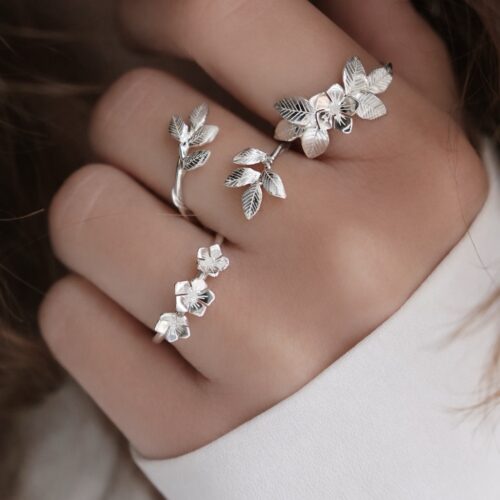 Bague Violette trois fleurs en argent 925