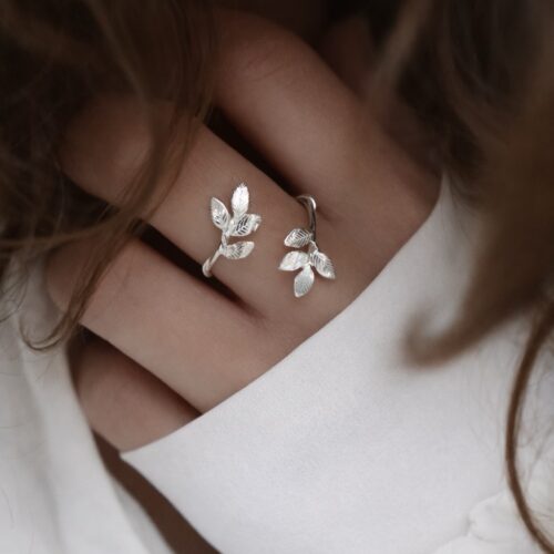 Bague feuilles réglable en argent 925