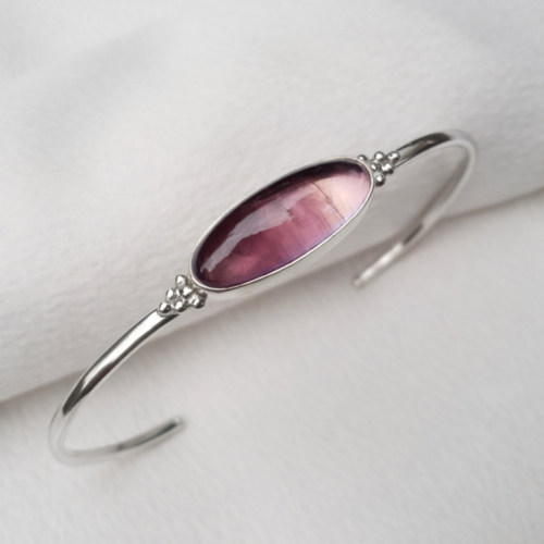 Bracelet billes et améthyste en argent 925