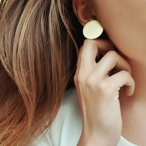 Boucles d'oreilles rondes effet brossé