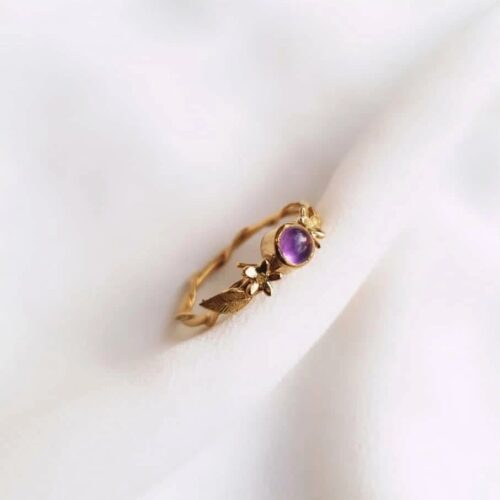 Bague marguerites et améthyste