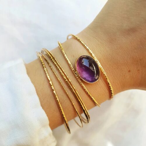 Bracelet martelée et améthyste