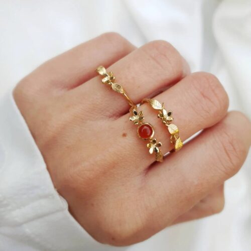 Bague marguerites et cornaline