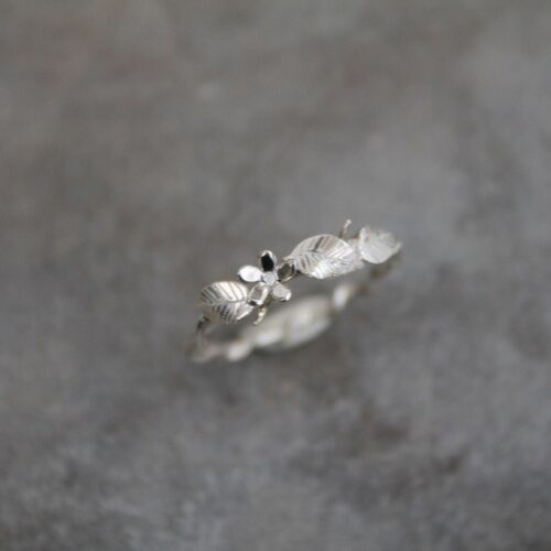 Bague couronne de fleur en argent 925