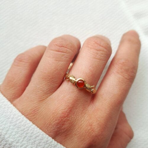 Bague feuilles et cornaline