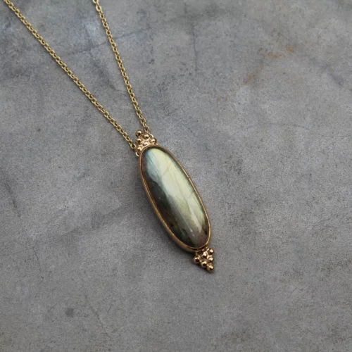 Pendentif billes et labradorite