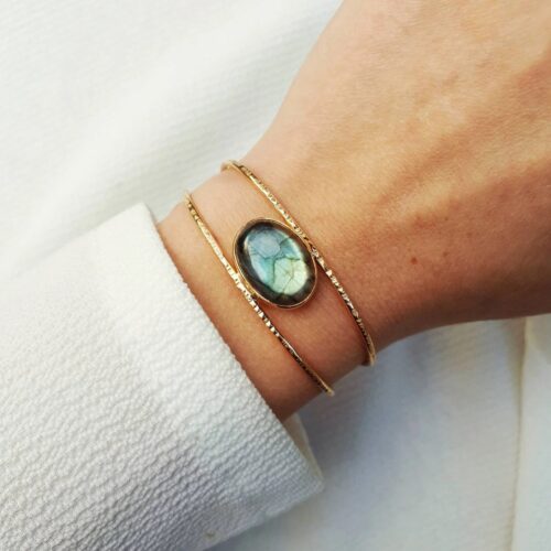 Bracelet martelé et labradorite
