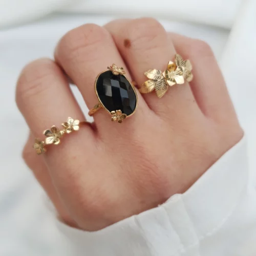 Bague Violettes et onyx