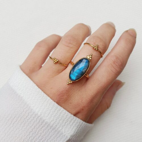 Bague billes et labradorite