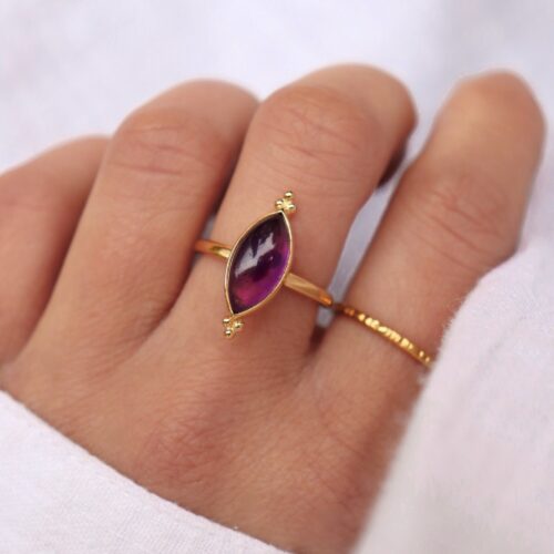 Bague billes et améthyste