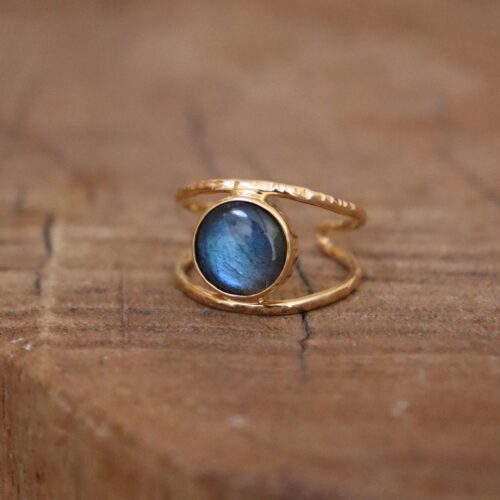 Bague martelée et labradorite