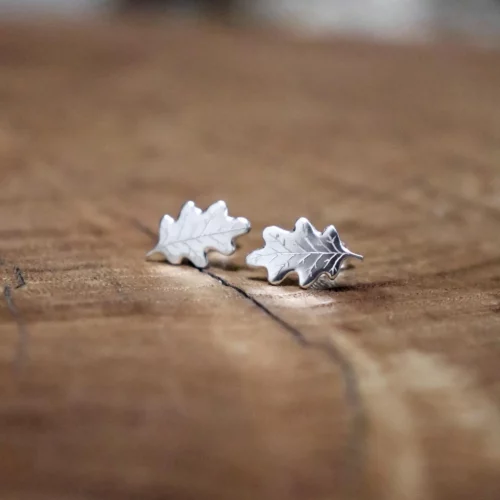 Boucles d'oreilles feuilles de chêne en argent 925