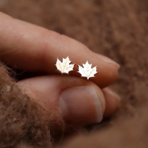 Mini boucles d'oreilles feuilles - Plaqué or