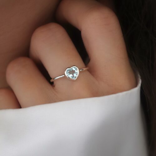 Bague cœur de topaze en argent 925