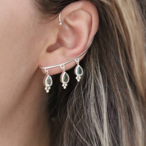 Bijou d’oreille aigues-marines en argent 925