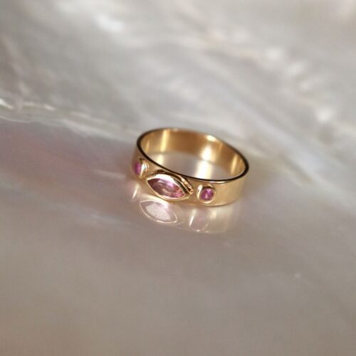 Bague tourmalines roses